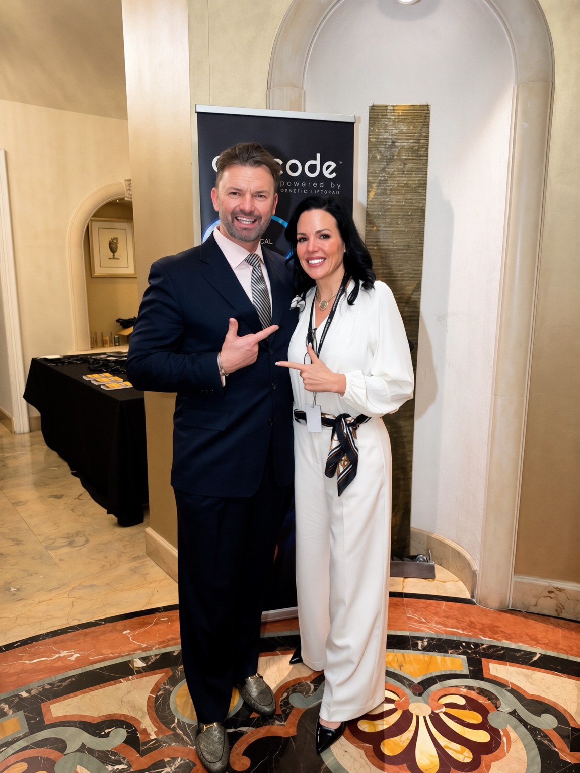 Courtney with a business professional at a longevity gathering